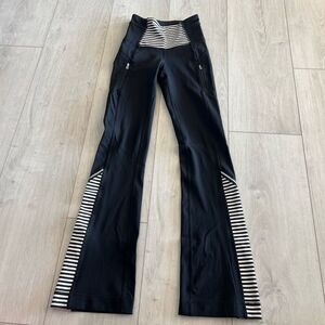 Lululemon Run: Ice Queen Pant Black White Stripes Flare Leg Size 2